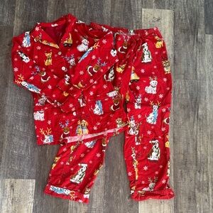 Nick & Nora reindeer dog holiday pj set Large
